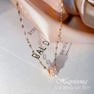 Dây chuyền titan nữ mặt đính hàng đá pha lê lấp lánh thiết kế thời trang trẻ trung phong cách hàn quốc