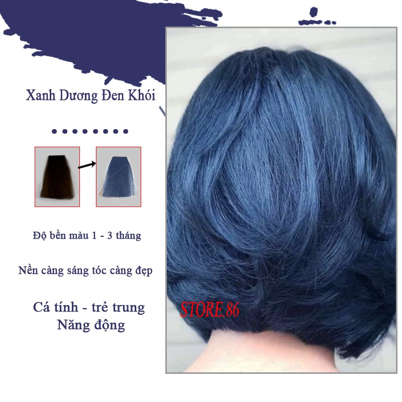 Thuốc nhuộm tóc màu XANH DƯƠNG ĐEN ÁNH KHÓI 100ml màu nhuộm lên chuẩn tone