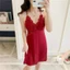 Đầm ngủ ren hoa, hai dây,có mút ngực, phía lưng có dây chéo, mặc kèm quần bèo siêu quyến rũ, form chuẩn