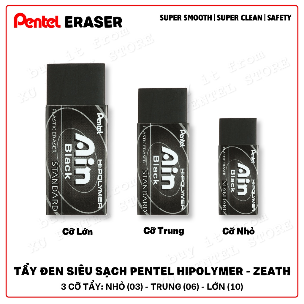 Gôm Tẩy Đen Siêu Sạch Pentel HIPOLYMER - ZEATH | Tẩy Sạch, Ít Bụi, Ít ...