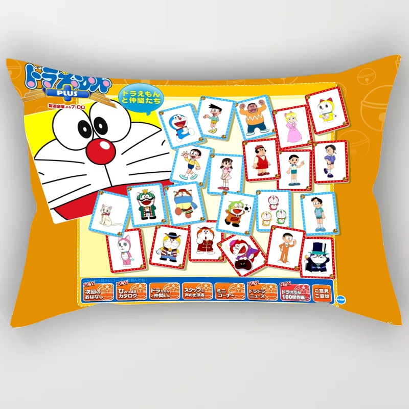 Vỏ Gối Hình Chữ Nhật In Hình Doraemon Đơn Sắc Bằng Polyeste Trang Trí Nhà Cửa (Không Kèm Lõi)