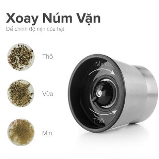 Hũ xay tiêu thủy tinh, nắp inox   dung tích 180 ml