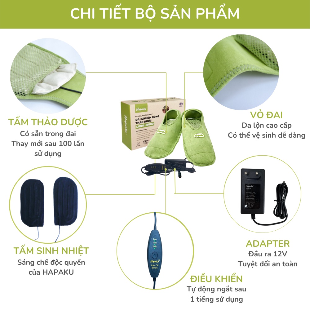 Mô tả Đai Chườm Nóng Thảo Dược Bàn Chân Hapaku, Giảm Nhức Mỏi Tê Lạnh Bàn Chân, Làm Nóng Bằng Điện - 2