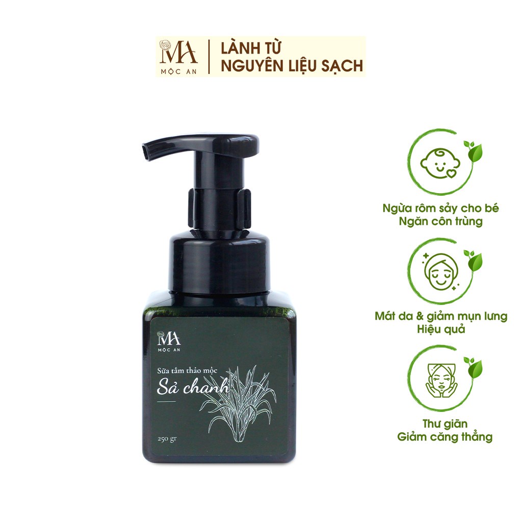 Mô tả Sữa Tắm Thảo Mộc Tinh Dầu Sả Chanh Mộc An Chiết Xuất Tự Nhiên, Giảm Mụn Ngừa Rôm Sảy 250g - 3