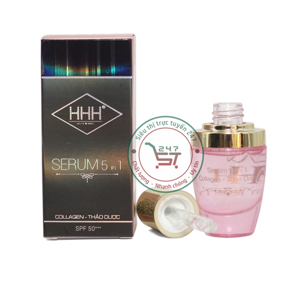 Serum dưỡng Trắng da mặt Săn da Ngừa nhăn da Lão hóa collagen thảo dược HHH 5in1 35ml (đen)