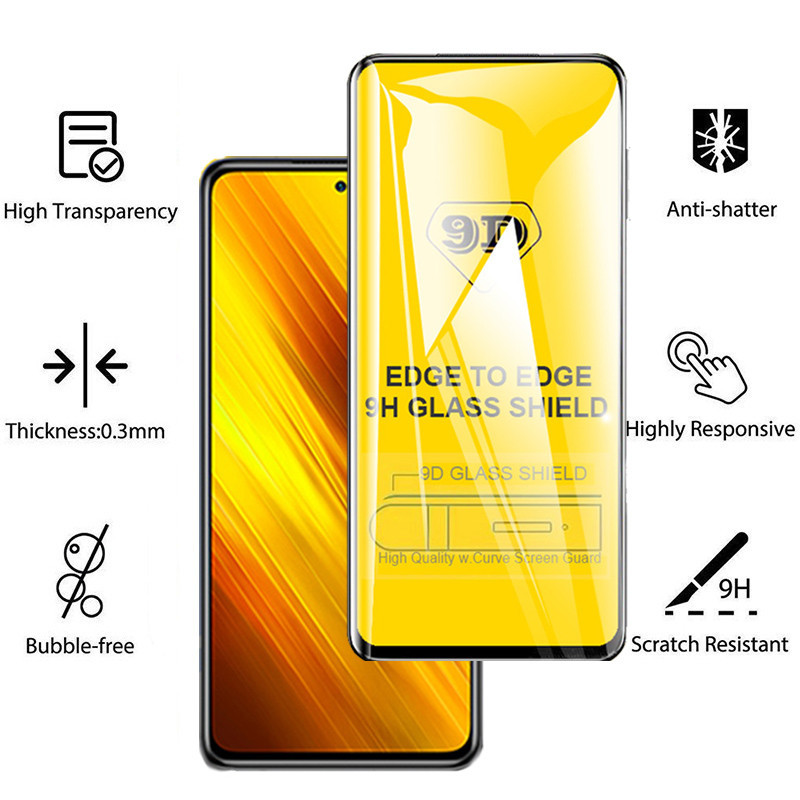 Kính cường lực 9D bảo vệ toàn màn hình dành cho Xiaomi Mi Poco C85 C75 C71 C61 C65 C55 C40 F8 F7 Ultra F6 F5 X8 X7 X6 X5 X4 F4 X3 F3 GT NFC M7 M6 Plus M5 M5s M4 M3 Pro Max 5G 4G 2026
