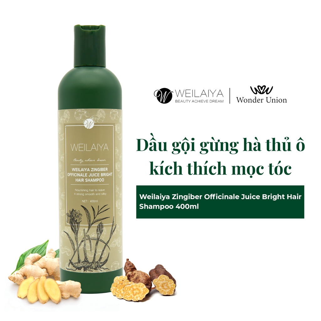 Ảnh Dầu gội đầu thảo dược Weilaiya Zingiber Officinale Juice gừng hà thủ ô giúp dưỡng, đen và kích thích mọc tóc 400ml 2