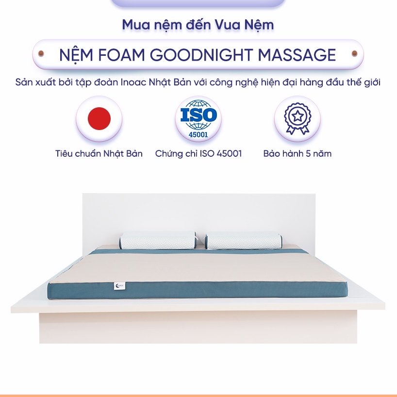 Ảnh Nệm Foam Goodnight Massage 9cm, Đệm Foam Vua Nệm, Cấu Trúc Lượn Sóng, Duy Trì Tư Thế Nằm, Chứng nhận CertiPur-US 3