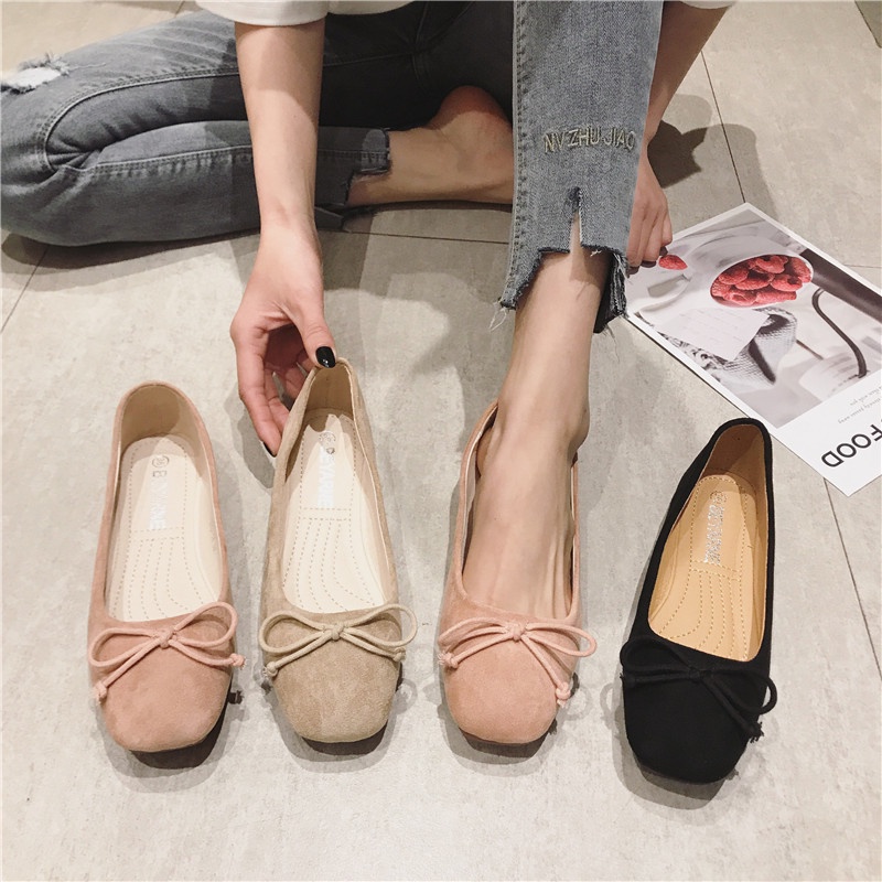 Size Lớn (31-45) Tất Cả Trận Đấu Giày Nữ Size Lớn Thoải Mái Nơ Da Lộn Dép Nơ Giày Thuyền Bằng Muỗng 45 Size Lớn 45 44 43 Công Nhân Văn Phòng Chị Em