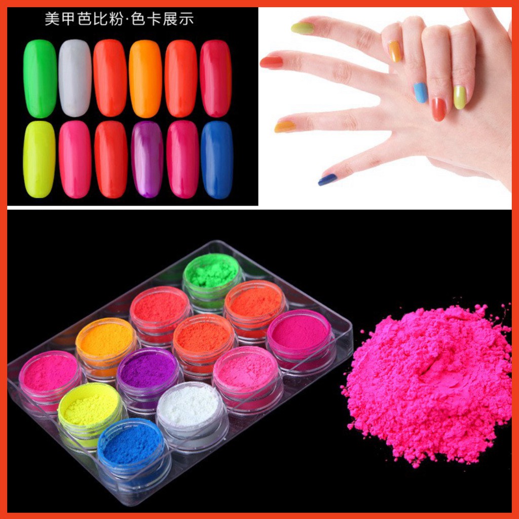 Bột phản quang (XẢ HÀNG) sét 12 hũ màu An binh nails Shopee Việt Nam