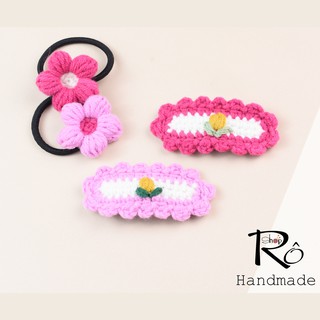 Combo 4 kẹp tóc, cột tóc hoa tulip hàng ngày cho nữ và bé gái xinh đẹp 6.5cm |Shop Rô Handmade
