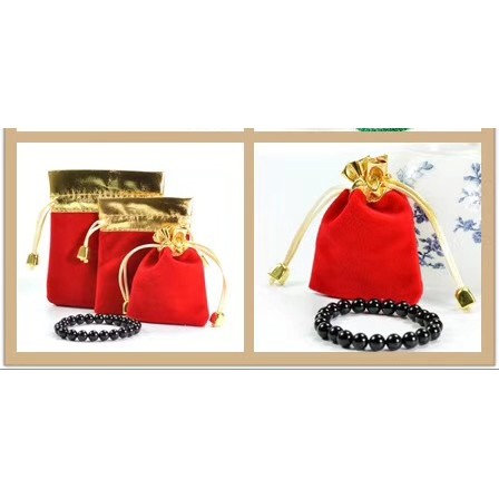 Túi nhung đỏ dây rút đựng trang sức vòng dây nhẫn 02 - combo 10 cái ...