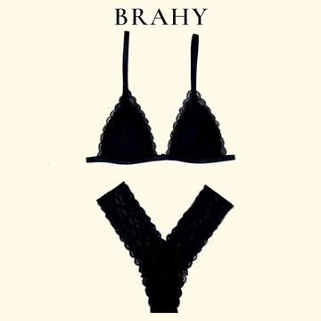 Bộ đồ lót ren Bralette đen hoa có mút mỏng hàng thiết kế BRAHY 031