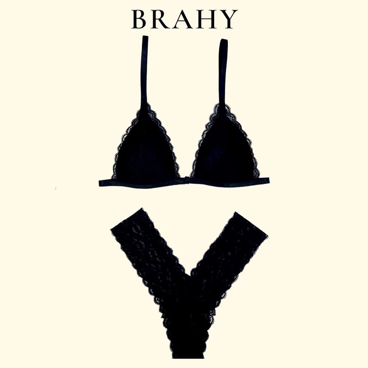 Bộ đồ lót ren Bralette đen hoa có mút mỏng hàng thiết kế BRAHY 031