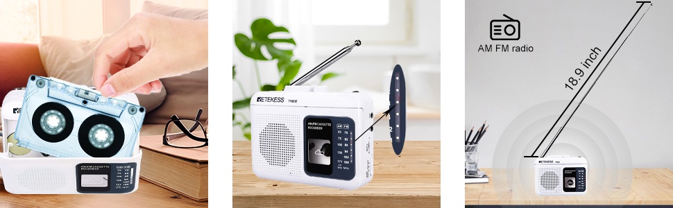 Mô tả Đài radio RETEKESS TR606 AM FM hỗ trợ ghi âm với giắc tai nghe 3.5mm và ăng ten dài - 6