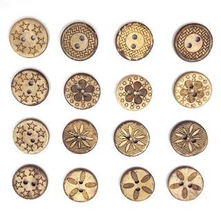 Set 50 nút áo vỏ dừa màu nâu 2 lỗ 18mm