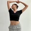 Áo thun nữ, áo croptop nữ cổ V basic tay ngắn Amy Top ôm body chất cotton rib co giãn thoáng mát LND