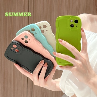 Ốp Điện Thoại Mềm Họa Tiết Sóng Biển Màu Trơn Kiểu Hàn Quốc Cho Samsung Galaxy A14 A13 A12 A11 A10 A10s A01 4G 5G