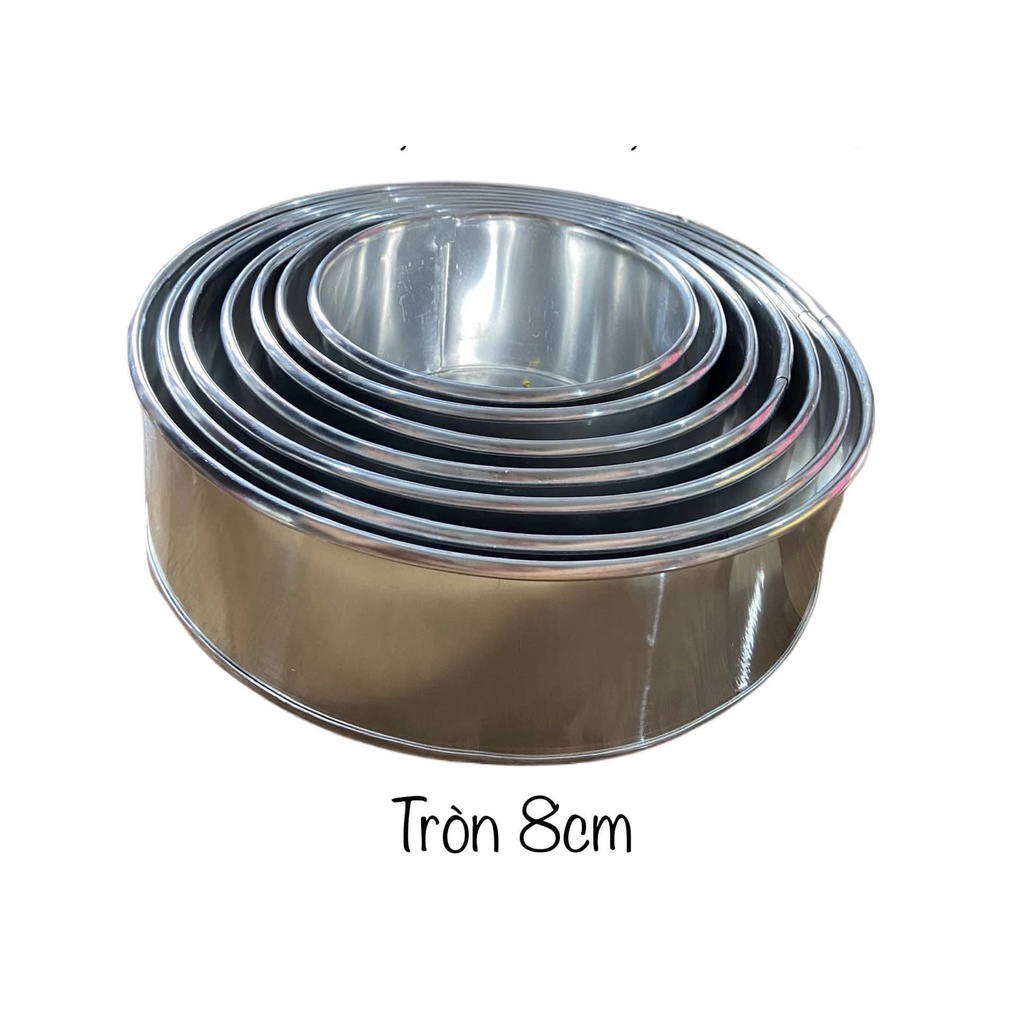 Khuôn tròn nhôm cao 8cm đế liền