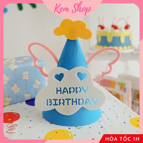 Mũ sinh nhật vải dạ 3D, mũ Happy Birthday dễ thương nhiều mẫu - Kemshop K316