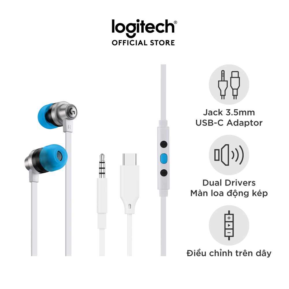 Tai nghe game in-ear Logitech G333 KDA – Dual Drivers, Jack 3.5mm, Mic, điều khiển trên dây