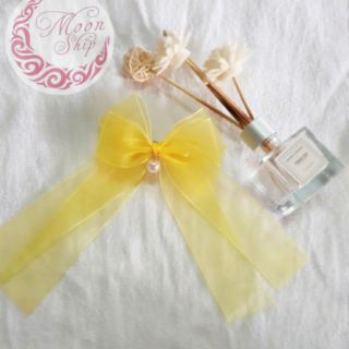 Kẹp tóc voan nơ đính ngọc trai giả handmade