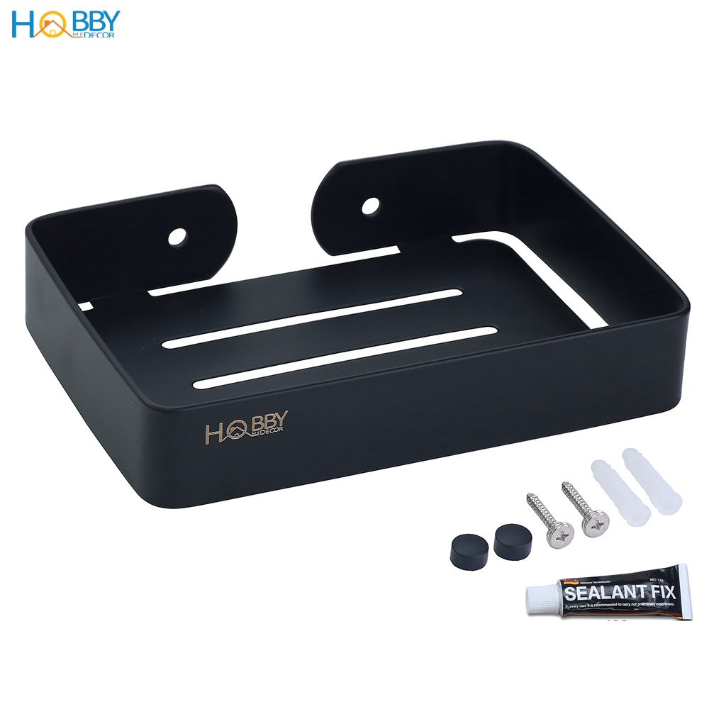 Kệ đựng xà phòng Inox 304 sơn đen Hobby Home Decor SB8 dán hoặc khoan