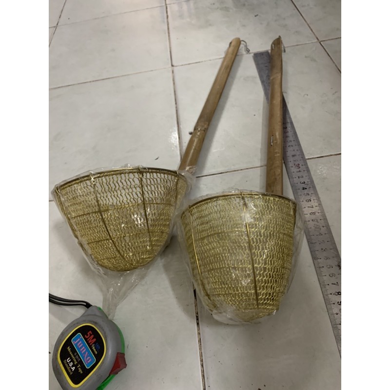 VỢT HỦ TIẾU CÁN TRE LƯỚI ĐỒNG DÀY 2LỚP SIZE 12cm , 15cm