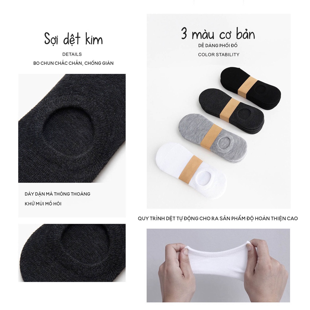 Tất vớ cổ ngắn co giãn 4 chiều thông thoáng, vớ cổ ngắn nam nữ chất liệu Cotton - Ekiu Shop