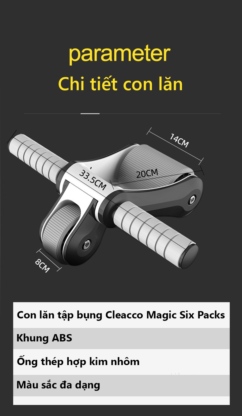 Mô tả Con Lăn Tập Cơ Bụng Bảo Hành 12 Tháng Bánh Lăn Tập Cơ Bụng Chắc Chắn Chống Trượt Tải Trọng 150kg Cleacco CLX BORO SPORT - 4