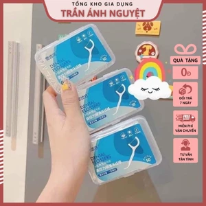 Tăm chỉ nha khoa hộp 50 cái chuyên dụng cao cấp - Chỉ nha khoa tiện lợi vệ sinh răng miệng, chống sâu răng