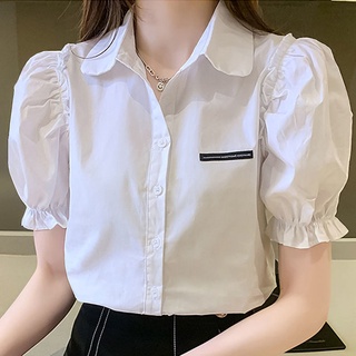 Áo Sơ Mi Tay Ngắn Phồng Phong Cách Pháp Thời Trang Mùa Hè Cho Nữ