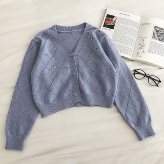 Áo Khoác Cardigan Dệt Kim Tay Dài Dáng Rộng Phong Cách Hàn Quốc Thời Trang Cho Nữ