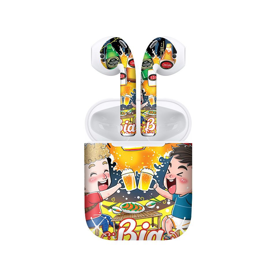 Miếng dán skin cho AirPods in hình Bia Sài Gòn - Chib003 (AirPods 1, 2, 3, Pro, i12)