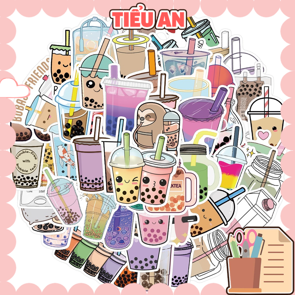 H154 - Sticker Hình Trà Sữa - PVC/ Hình dán Chống nước | Shopee Việt Nam