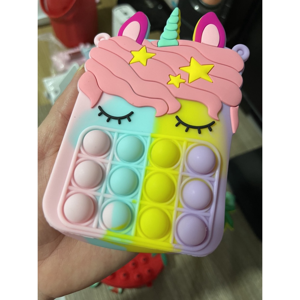 Túi đeo chéo Pioneer Bong bóng Silicone hinh Dâu Tây, Trái Thơm, ngựa Pony Cầu Vòng AX52