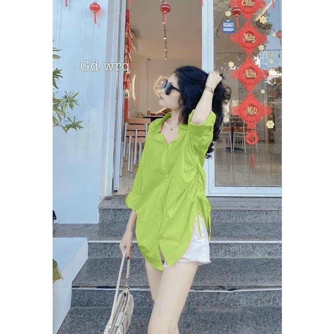 Áo sơ mi rút dây bên eo, sơ mi thiết kế Nacy Design | Shopee Việt Nam