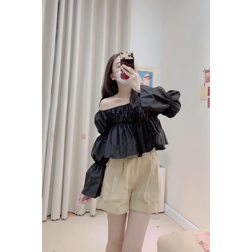 ÁO TRỄ VAI TAY PHỒNG BO CHUN NGỰC VÀ TAY XINH XẮN - TITI TOP