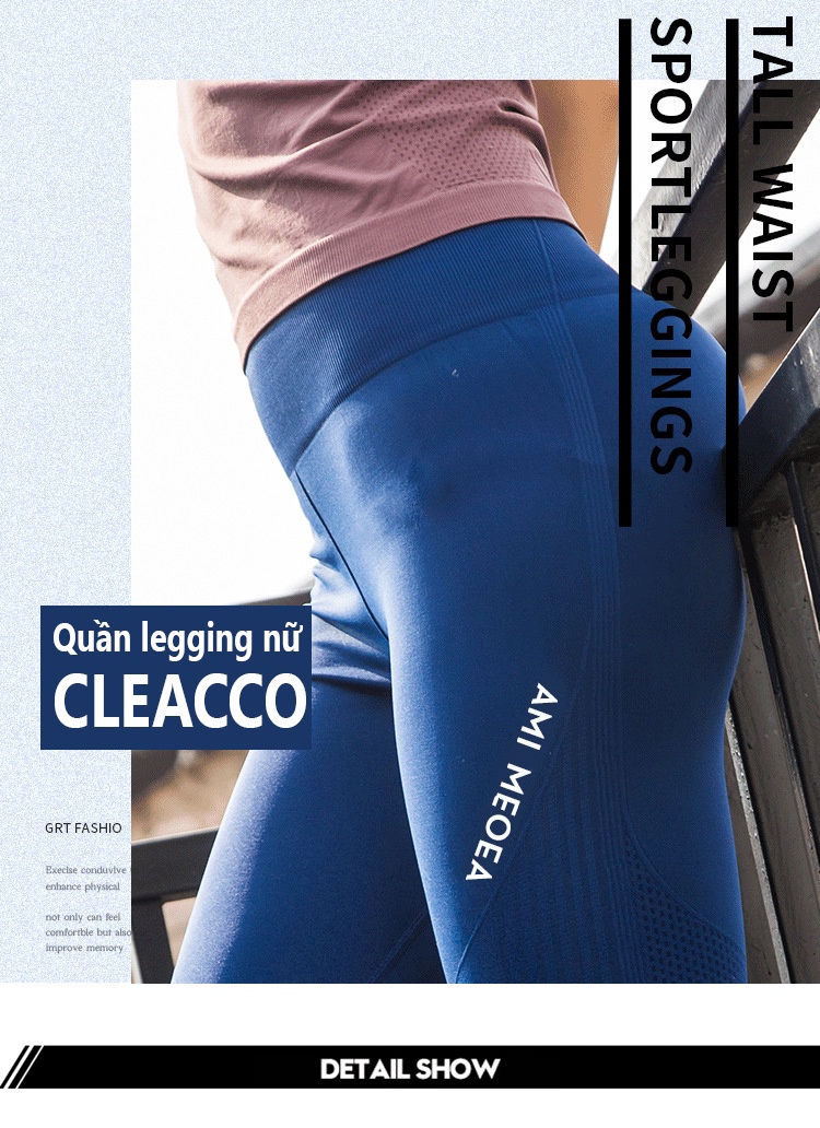 Mô tả Quần Legging Nữ Bảo Hành 12 Tháng Quần Tập Gym Tập Yoga Chất Vải Dệt Thoáng Mát Co Giãn 4 Chiều Cleacco QLN Boro Sport - 1