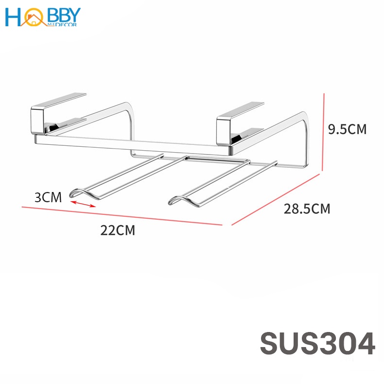 Giá treo 2 cuộn giấy lau bếp khăn bếp gắn tủ bếp Hobby Home Decor NVTG