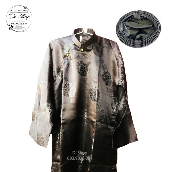 Áo Dài Khăn Đóng Nam Gấm Thượng Hải (Tq) - Màu Đen | Shopee Việt Nam
