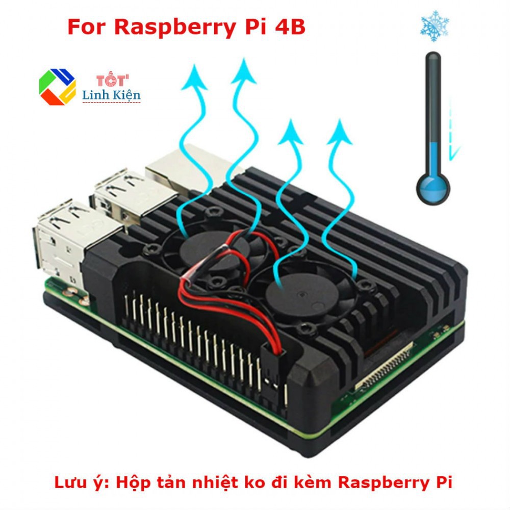 [Nhôm + 2 FAN] Case Raspberry Pi 4B - hộp bảo bệ tản nhiệt Pi4 nhôm ...