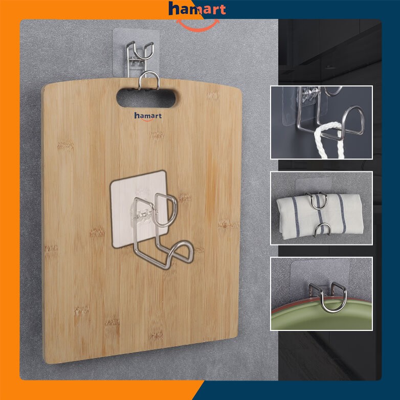 Móc Treo Chậu Thau INOX Dán Tường Giá Đỡ Thớt Rổ Nắp Vung Nồi Lồng Bàn ...