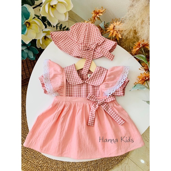 Váy Tiểu Thư Kèm Mũ Cho Bé Gái Đi Chơi Từ 5-15Kg