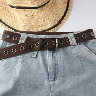 Thắt lưng vải canvas Broobelt một hàng lỗ màu nâu đen, dây nịt dù unisex ulzzang cho nam nữ
