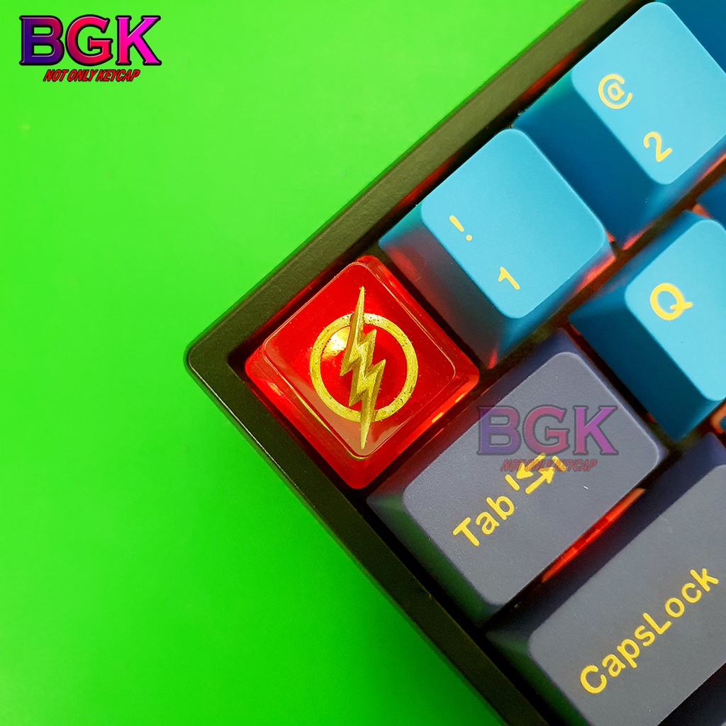 Keycap Lẻ hình LOGO The Flash DC OEM profile ( keycap resin độc lạ ...