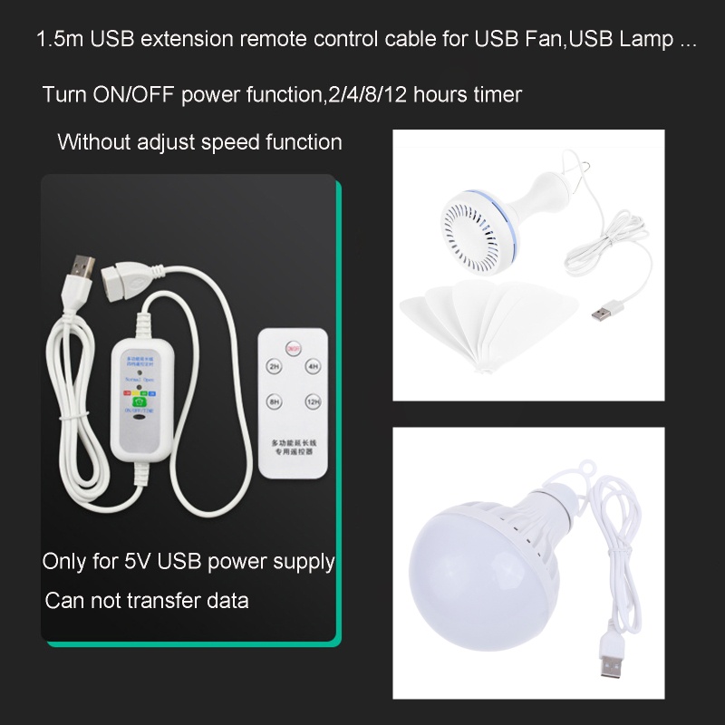 Cáp hẹn giờ mở rộng USB HIk 5V cho quạt trần USB Đèn LED để bàn USB 1 5m