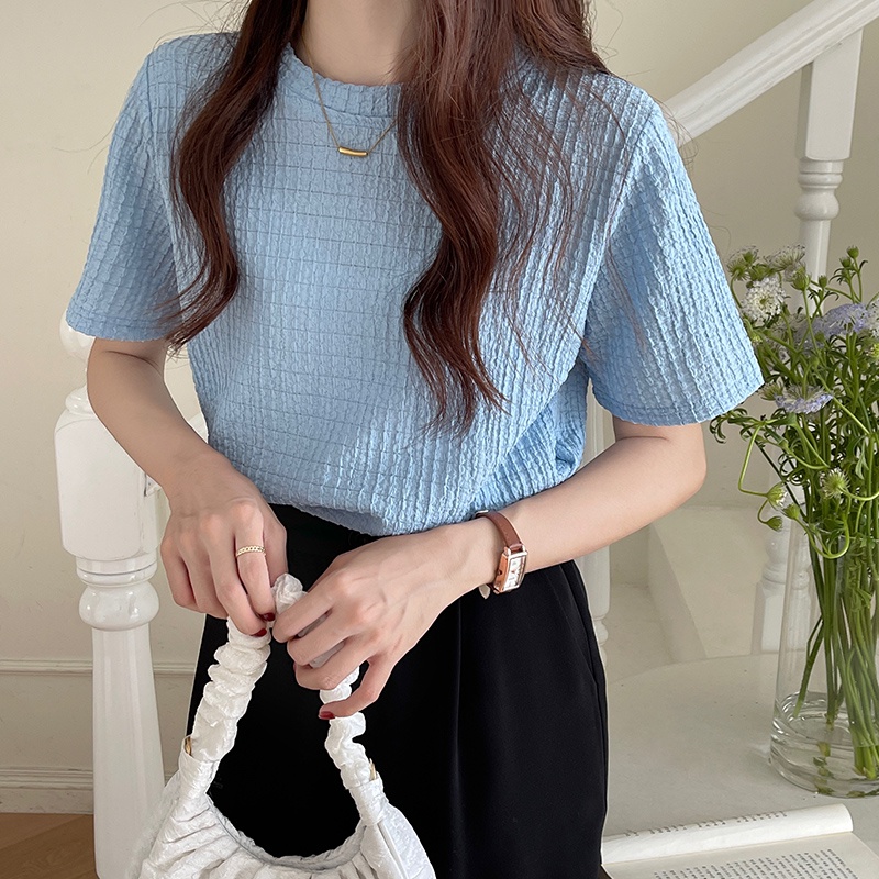 Áo thun SUXI tay ngắn cổ tròn đơn giản phong cách cổ điển thời trang