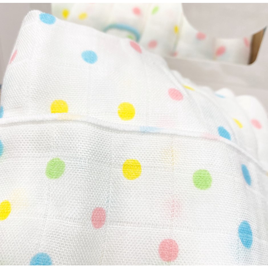 Ảnh Hộp khăn sữa sợi tre họa tiết chấm bi Nappi (6 chiếc/hộp) 4