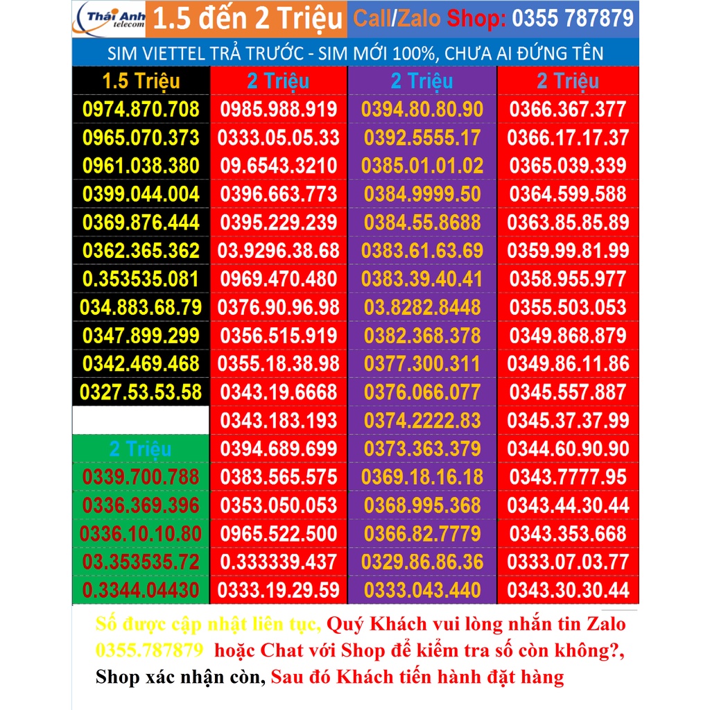 SIM VIETTEL ĐẸP TRẢ TRƯỚC - CHỌN SỐ - NGHE GỌI, 4G, TOÀN QUỐC, GÓI CƯỚC ...